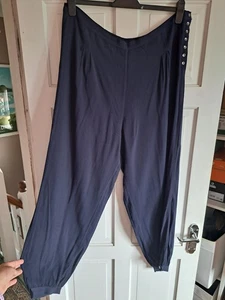 EAST Navy Blue Cuffed Lightweight Trousers Size 18 - Picture 1 of 8