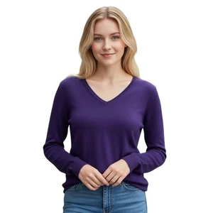 Silvana Damen lila Merinowolle V-Ausschnitt Pullover Größe L Made in Italy - Bild 1 von 7