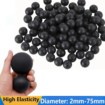 Industrial High Elasticity Rubber Ball 2mm ~ 100mm Black Round Solid Rubber Ball - Image 1 of 4