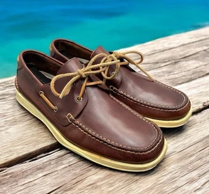 Salvatore Ferragamo Brown Boat Deck Shoes Slip On Loafers Mens 10 Fast Shipping - Picture 1 of 14