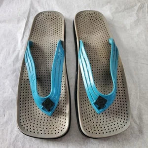 SELTEN SENSI Italien Sandalen türkis wasserdicht Flip Flops eckige Zehenpartie Damen 10  - Bild 1 von 6