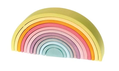 GRIMM'S Rainbow Tunnel Pastel Wooden Stacking Toy, Extra Large - Image 1 of 4