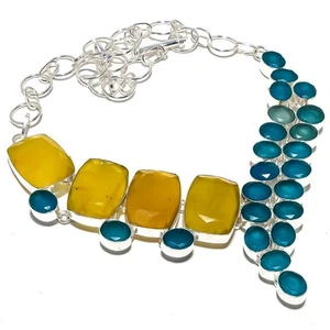 Collar de joyería de plata esterlina 925 de ónix amarillo, piedras... - Imagen 1 de 5