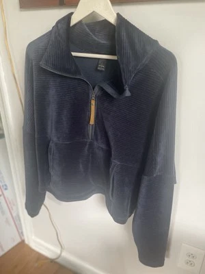 Prana Organic Cotton Blue Velour 3/4 Zip Top. Large - Image 1 of 4