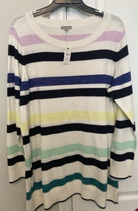 T by Talbots multi-color striped sweater size 2XL lightweight - Picture 1 of 8