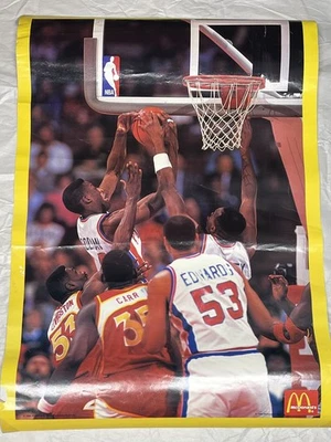 Vintage 1990 DETROIT PISTONS NBA Poster 24x16 Double Side Bad Boys Rodman Dumars - Image 1 of 4