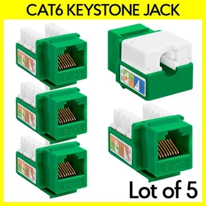 5 Pack RJ45 Cat6 Keystone Jack 8P8C Ethernet Connector 110 Punchdown Type Green - Picture 1 of 6