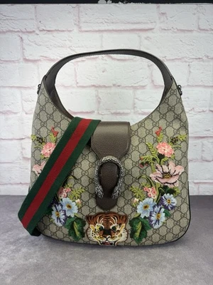 Bolso Hobo Gucci Dionysus Tigre Floral Bordado Web Gg Caqui Foto 1 de 4
