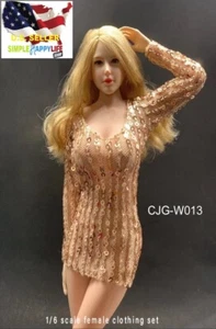 1/6 Female Gold Fashion Dress for 12'' figure PHICEN JIAOU DOLL hot toys ❶USA❶ - Picture 1 of 2