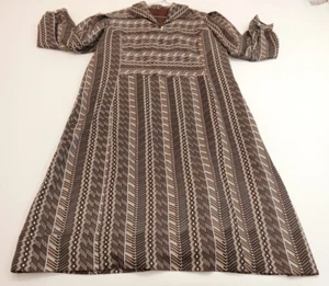 Vintage Kleid mit Ethno-Muster in Braun – Gr. 40 - Bild 1 von 6