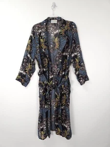 One Hundred Stars Dressing Gown One Size Deco Daisy Grey Robe Belted - Picture 1 of 10