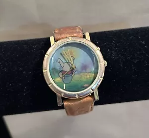 Vintage Winnie Puuh Timex holografische Honig Flip 3D Uhr Lederband - Bild 1 von 9