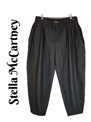 Pantalones de lana Stella McCartney para mujer pierna de barril-talla 46 bolsillos de sarga negros  Foto 1 de 4