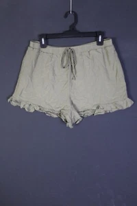 American Eagle Shorts Women Large Light Green High Rise Mini Ruffle Stretch - Picture 1 of 20