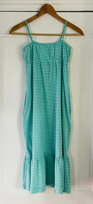 Gap Kids Girls Green Striped Frill Sleeveless Maxi Sun Dress 8-9 Years 134cm NEW - Image 1 of 4