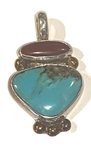 Santo Domingo Kewa RICHARD AGUILAR STERLING 12K GF Türkis Karneol Anhänger - Bild 1 von 10