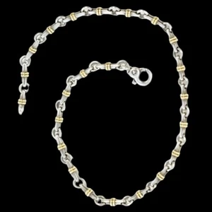 Collar de cadena de eslabones de barra Tiffany & Co de plata de ley y amarillo de 18 quilates - Imagen 1 de 7