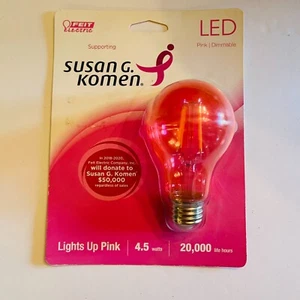Feit Electric Susan G Komen LED Light Bulb Lights Up Pink - Picture 1 of 4