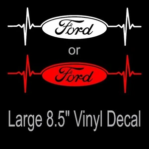 Ford Heartbeat Large 8.5" Vinyl Decal Sticker White or Red - Mustang F-150 Focus - Bild 1 von 5