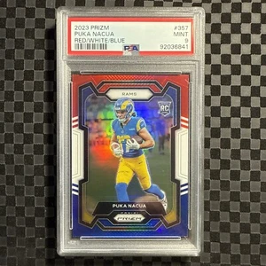 2023 Panini Prizm Football Red White Blue Prizm #357 Puka Nacua RC Rams PSA 9 - Picture 1 of 2