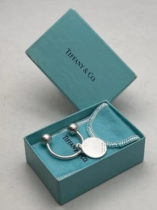 Vintage Tiffany & Co. Sterlingsilber Schlüsselanhänger Ring Rund Charm mit Box Etui - Bild 1 von 10