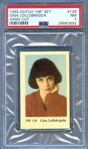 1965 Dutch Gum Card HB Set #128 GINA LOLLOBRIGIDA Italian Actress PSA 7 - Picture 1 of 2