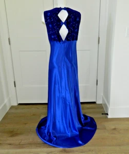 NWT Zum Zum 90 s Mistral Blue Sequin Embroider Prom Special Occasion Dress sz 18 - Picture 1 of 7