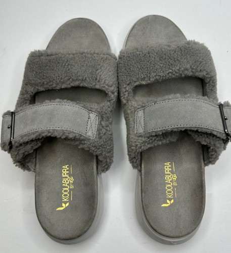 Sandali Koolaburra UGG Pasea Slides grigi taglia 9 pelosi fuzzy