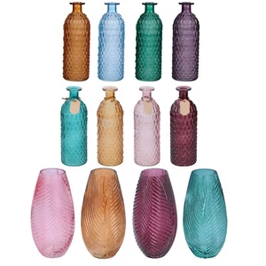 Glass Vase Tall Coloured Bud Bottle Bullet Flower Vase Table Centrepiece Decor - Picture 1 of 40