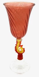 Vintage Salviati Murano Italy Art Glass 6" SHRIMP? STEM WINE LIQUOR CORDIAL - Picture 1 of 7