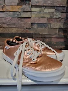 VANS Off The Wall Metallic Rose Gold Trainers - Size 3 UK. good con. us - Picture 1 of 5