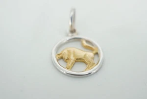 18k Yellow & White Gold Bull Pendant - Picture 1 of 6