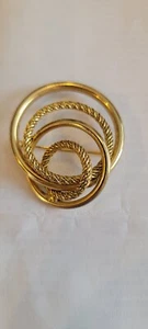 Grossé 1970 Gold Plated Interlocking Circles Vintage Brooch 1 3/4" Knot - Picture 1 of 3