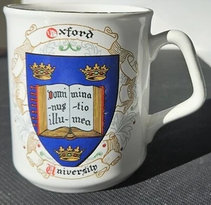Oxford University White Ceramic Mug Gold Rim College Coat of Arms From England - Picture 1 of 1