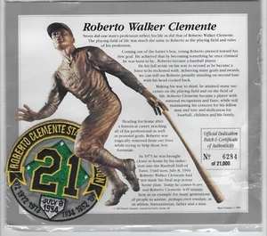 Statua Roberto Clemente 1994 toppa dedica e certificato Pittsburgh Pirates - Foto 1 di 1