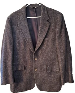 Vintage Herren 42R 90er Tweed Blazer Sport Mantel Blau 100% Wolle Gefüttert 2 Knopf - Bild 1 von 13