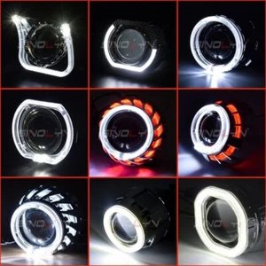 LED Angel Eyes Halo Shrouds DRL Bezel For Mini 2.5'' H1 WST HID Bi-Xenon Lens  - Picture 1 of 19