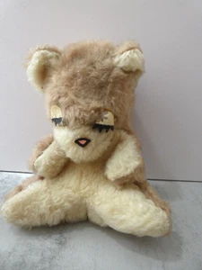 Vintage handgefertigtes hausgemachtes Braunbär Plüschtier 8 Zoll schlafend 80er Jahre - Bild 1 von 10