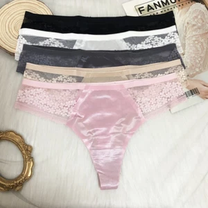 5 Packs Lot Womens Sexy Silky Satin Panties Thongs G string Bikinis Brief French - Picture 1 of 16
