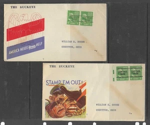 US Precancel Covers: OH Prexies, Various Cities; WWII Patriotic Cachets; Group/6 - Picture 1 of 3