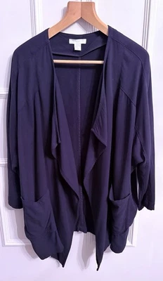 Ladies Navy Blue Plus Size Waterfall Jacket Fits Up To 56 Chest - Image 1 of 4