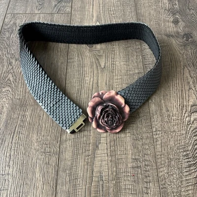 unique Pink rose on gray mermaid stretch belt women’s one size - Image 1 of 4