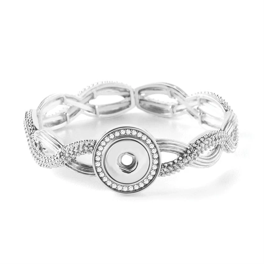 Pulseira elástica trançada Ginger Snaps Petites folheada a ródio 12 mm joia feminina - Imagem 1 de 1