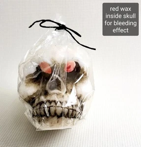 Halloween blutende Totenkopf Kerze Einzeldocht ca. 6"x4"x4" blutet rot NEU - Bild 1 von 11