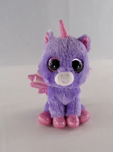 TySilk Beanie Boos Athena Plush Toy 7" Pegasus Unicorn Wings 2019 Purple Shiny - Picture 1 of 13