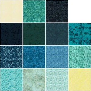 Ocean Depths Batik Collection By Connecting Threads. 10" Squares Layer Cake - Picture 1 of 3