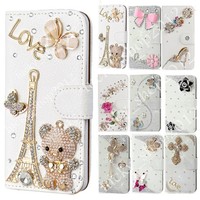 Cute Bling Diamond Leather Flip Wallet Stand Card Case for iPhone 12 Pro Max 11