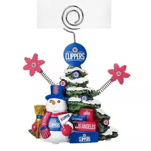 LA Clippers Christmas Tree Christmas card photo note Holder Snowman figure NEW - Picture 1 of 1