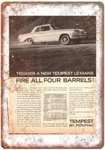 Insegna Metallo Riproduzione Pubblicità Auto Pontiac Tempest LeMans 1962 Vintage A12242 - Foto 1 di 2