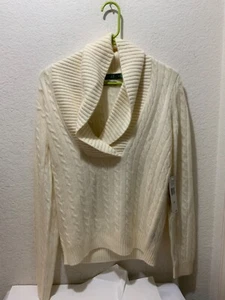 Neu Lauren Ralph Lauren 100 % Kaschmir Zopfmuster Schalkragen Pullover $ 249 - Bild 1 von 8